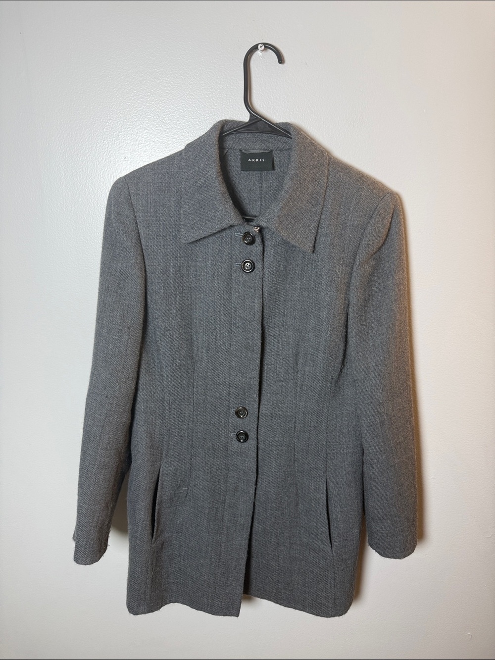 Akris Tailored Gray Wool Pea Coat Size 10